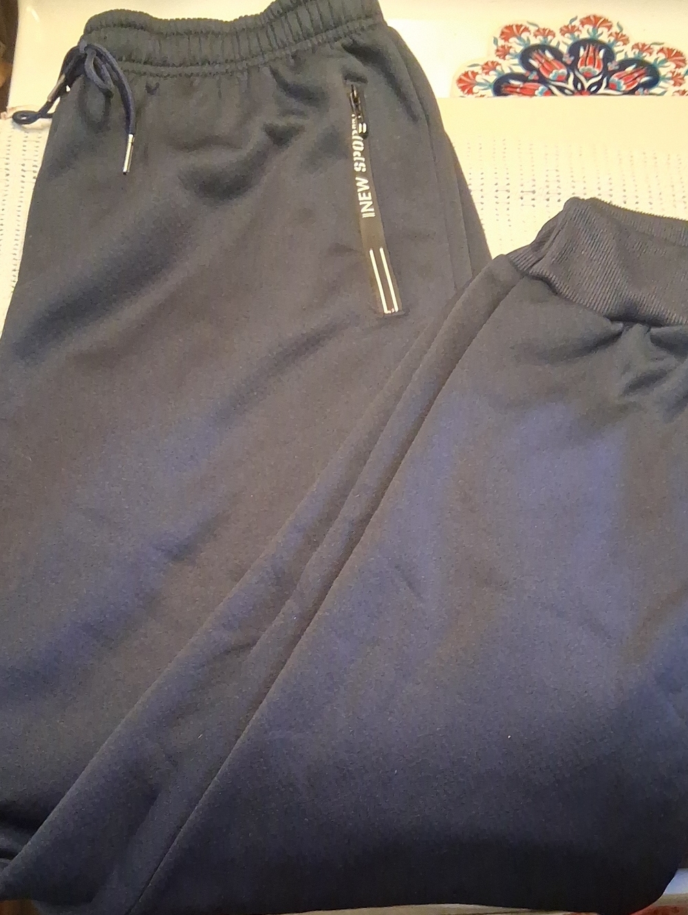 New Men's Lined Navy Blue Jogger Pants Size Large